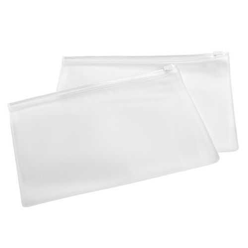 Pochette zippée A5 en PVC blanc personnalisable par sérigraphie