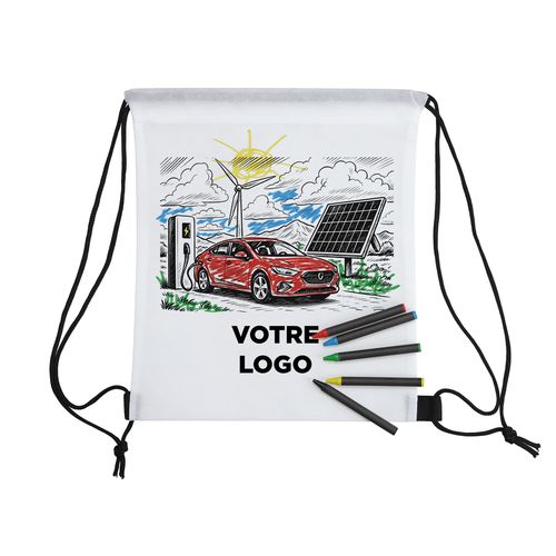 Sac à dos à colorier personnalisé avec crayons - Goodies enfant créatif