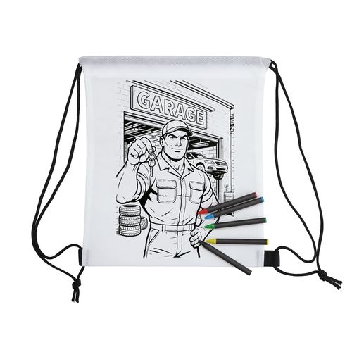 Sac à dos à colorier personnalisé avec crayons - Goodies enfant créatif