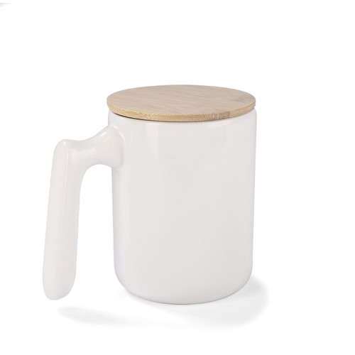 Mug Céramique 300ml avec Fond Liège et Couvercle Anti-Renversement