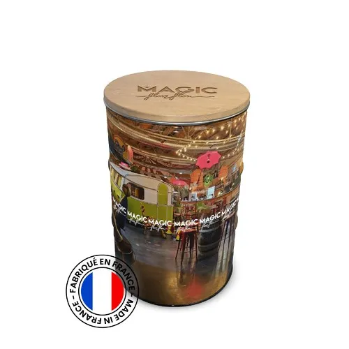 Baril Table 200L Personnalisable - Plateau Bois Encastrable