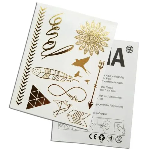 Tatouage temporaire métallique personnalisé 50x25mm - Or/Argent