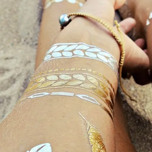 Tatouage temporaire métallique personnalisé 50x25mm - Or/Argent