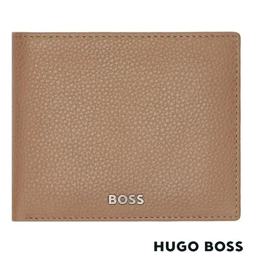 Portefeuille Trifold en Cuir Grainé Camel Personnalisable