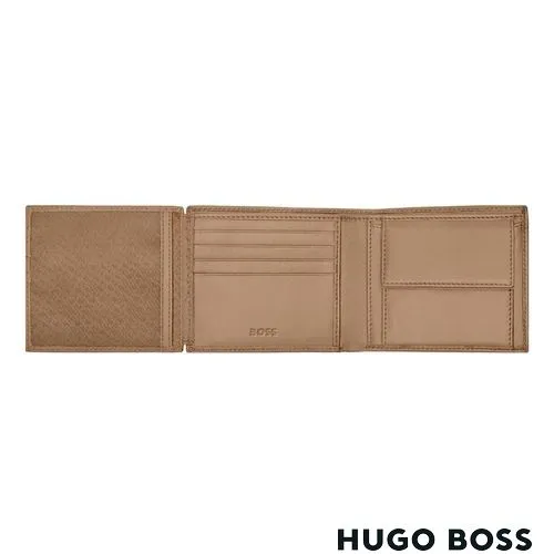 Portefeuille Trifold en Cuir Grainé Camel Personnalisable