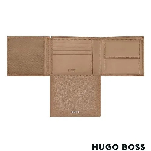 Portefeuille Trifold en Cuir Grainé Camel Personnalisable