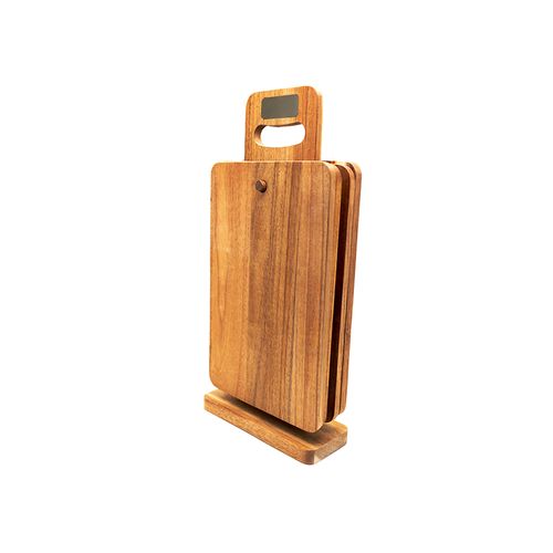 Set de 4 planches à tapas en acacia avec support - Personnalisables