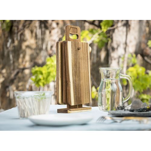 Set de 4 planches à tapas en acacia avec support - Personnalisables