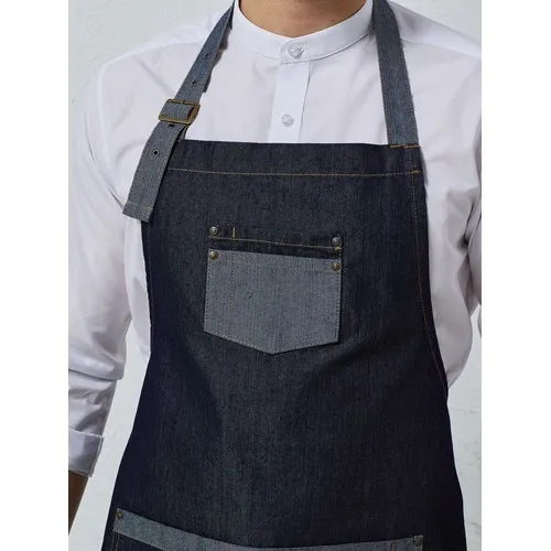 "Domain" Contrast Denim Bib Apron