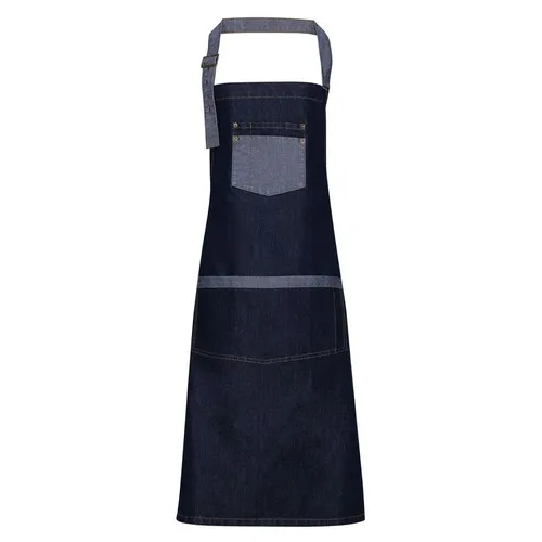 "Domain" Contrast Denim Bib Apron