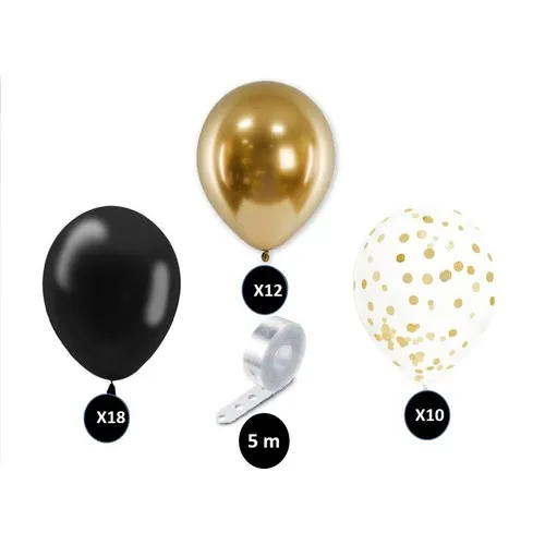 Kit 40 Ballons Personnalisables 30cm Or et Noir - Sérigraphie