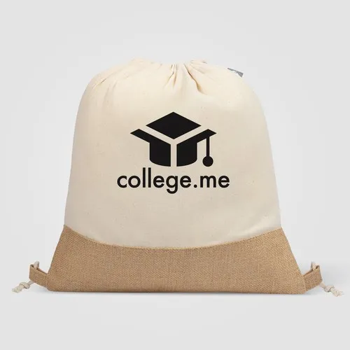 Sac à cordon coton recyclé et jute 140g - Personnalisable par sérigraphie