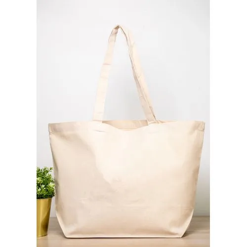Sac Shopping Coton Naturel 280g avec Soufflet - Anses Longues 70cm