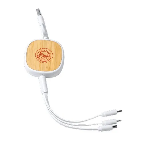 Câble de Charge Extensible 5 en 1 en Bambou et ABS Recyclé