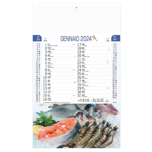 Calendrier Trimestriel Poissons Personnalisable - 12 Feuilles