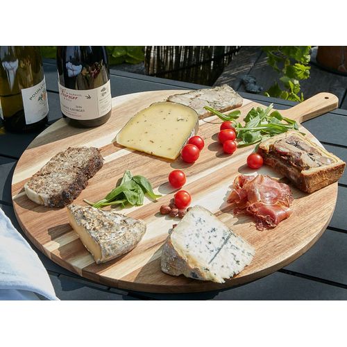 Planche à découper ronde XXL en acacia 50cm personnalisable