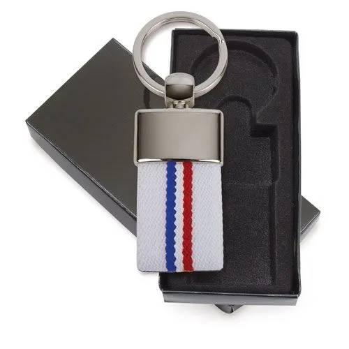 PORTE-CLÉS CEINTURE DRAPEAU FRANCE BLANC "KIRK"