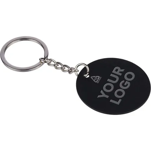 Porte-clés rond éco-responsable en acier inoxydable recyclé