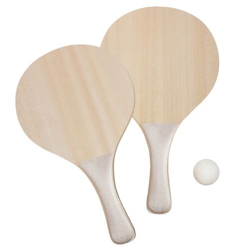 Ensemble Raquettes de Plage 3 en 1 Personnalisables - Bois & Fibre Blé