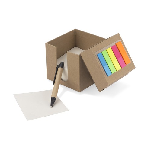 Boîte Mémos Écologique Forme Maison avec Marqueurs Couleur