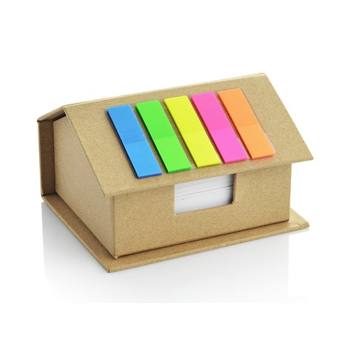 Boîte Mémos Écologique Forme Maison avec Marqueurs Couleur