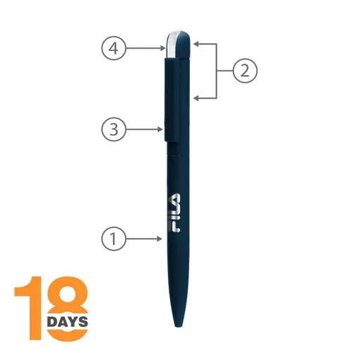 Folk, stylo à bille métal twist STOCK Rubber BLEU