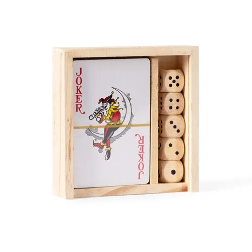 Set de Jeu en Bois Personnalisable - Cartes et Dés en Coffret