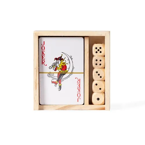 Set de Jeu en Bois Personnalisable - Cartes et Dés en Coffret