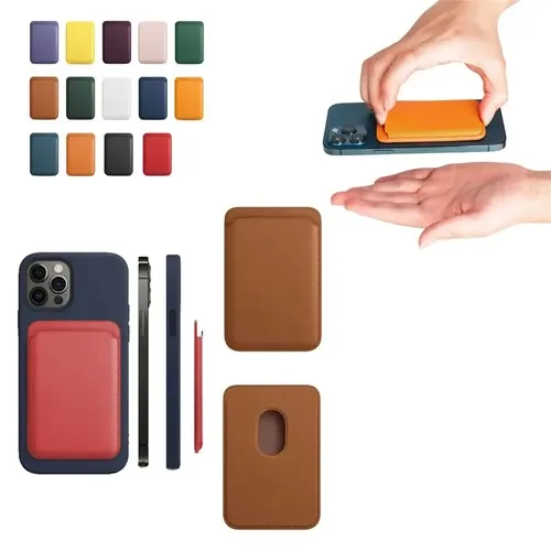 Porte-cartes magnétique en cuir pour smartphone personnalisable