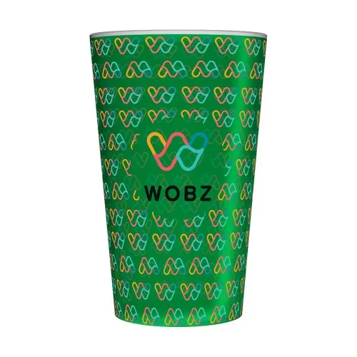 Gobelet réutilisable personnalisé 25cl vert - Quadrichromie (Fond Wobz)
