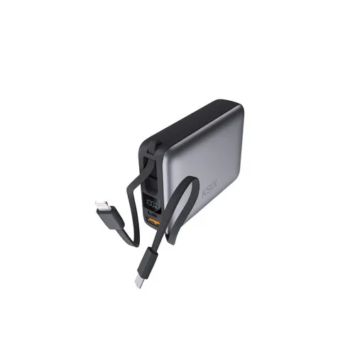 POWER BANK NOIRE AVEC CABLES INTÉGRÉS 10000mAh POWERLOCUS