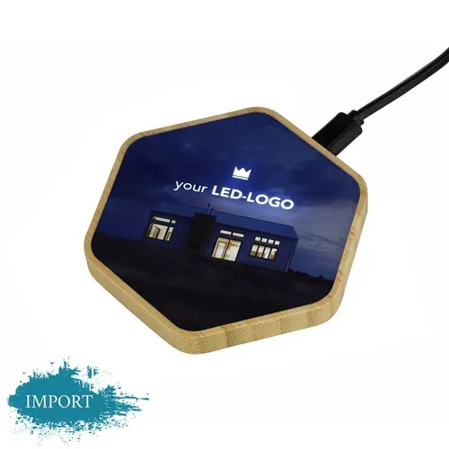 Chargeur sans fil bambou 10W personnalisable - Cadeau entreprise éco