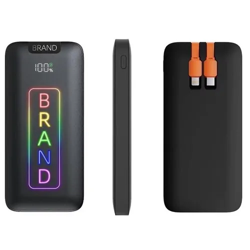 SET POWERBANK+CLES USB+CABLES AVEC LOGO LUMINEUX