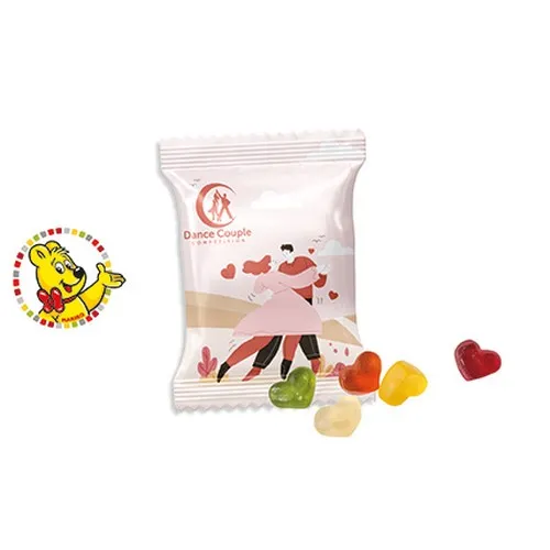 Sachets de mini-cœurs fruités personnalisables - Bonbons publicitaires