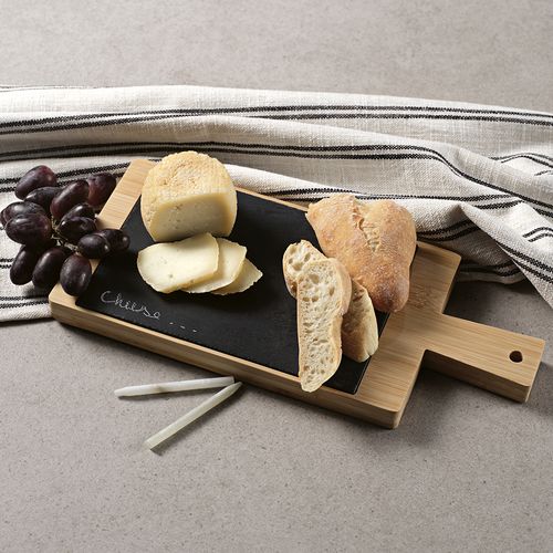 Planche à découper ardoise et bambou avec craie - Personnalisable