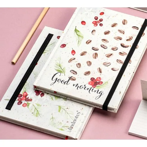 Carnet rigide écologique en papier café recyclé - Personnalisable