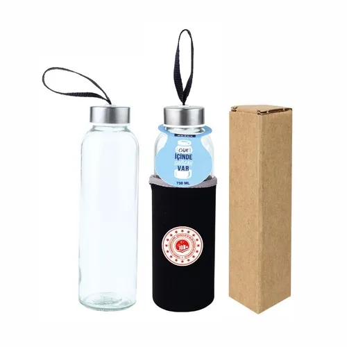 Bouteille d'eau en verre avec couvercle (500 ml)