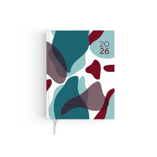 MINI EMBOITE DOS CARRE COUSU COLLE 2026 - 90X165MM - 1 ET 4 DE COUV QUADRI + PELLI BRILLANT SUR CARTON RIGIDE - SEMAINIER 144 PAGES + ATLAS + PERFO DES ANGLES