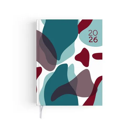 MINI EMBOITE DOS CARRE COUSU COLLE 2026 - 90X165MM - 1 ET 4 DE COUV QUADRI + PELLI BRILLANT SUR CARTON RIGIDE - SEMAINIER 144 PAGES + ATLAS + PERFO DES ANGLES