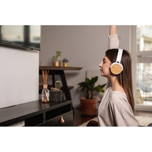 Casque Sans Fil Pliable en Bambou Personnalisable