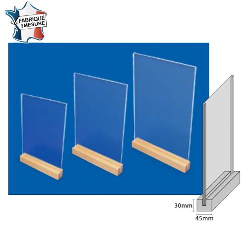 Chevalet Plexiglas Personnalisable sur Socle - Fabrication sur Mesure