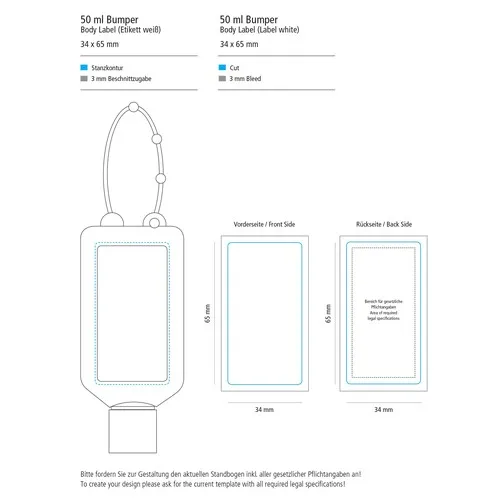 Gel Douche Gingembre-Citron Vert, Bumper de 50 ml, noir, Body Label (R-PET)
