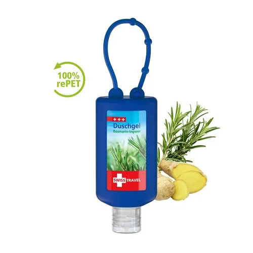 Gel Douche Rosmarin-Gingembre, Bumper de 50 ml, bleu, Body Label (R-PET)
