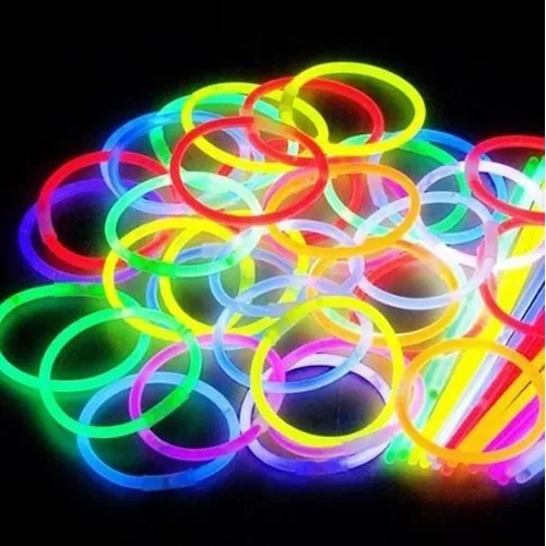 GLOW Tube de 100 bracelets fluos  5 x 200 mm