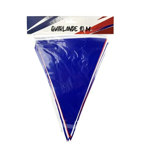 Guirlande 10m 20 fanions PE bleu blanc rouge