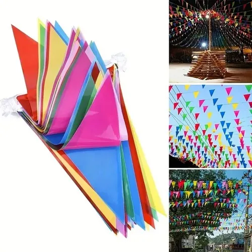 Guirlande 20 fanions PLASTIQUE multicore 10 m