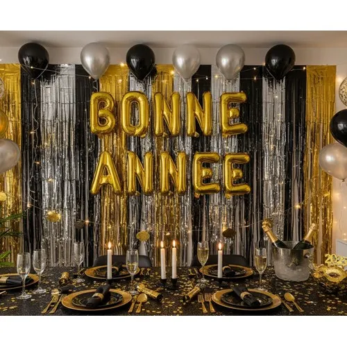 Guirlande ballons foil  BONNE ANNEE or lettre 35 cm