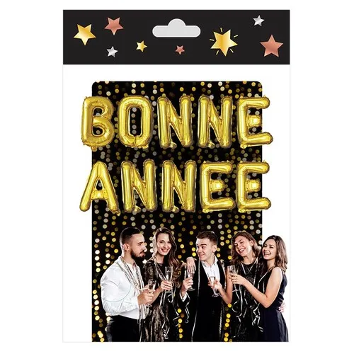 Guirlande ballons foil  BONNE ANNEE or lettre 35 cm