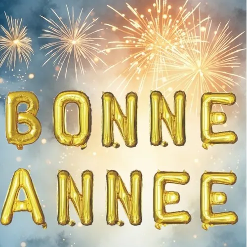 Guirlande ballons foil  BONNE ANNEE or lettre 35 cm