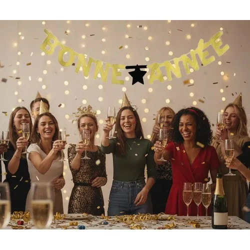 Guirlande carton 200 cm BONNE ANNEE OR